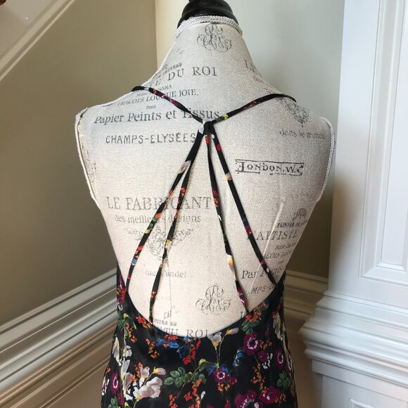 Alice + Olivia Mini Slip Dress Womens 4 Black Red Blue Floral Print Sleeveless - Picture 9 of 10